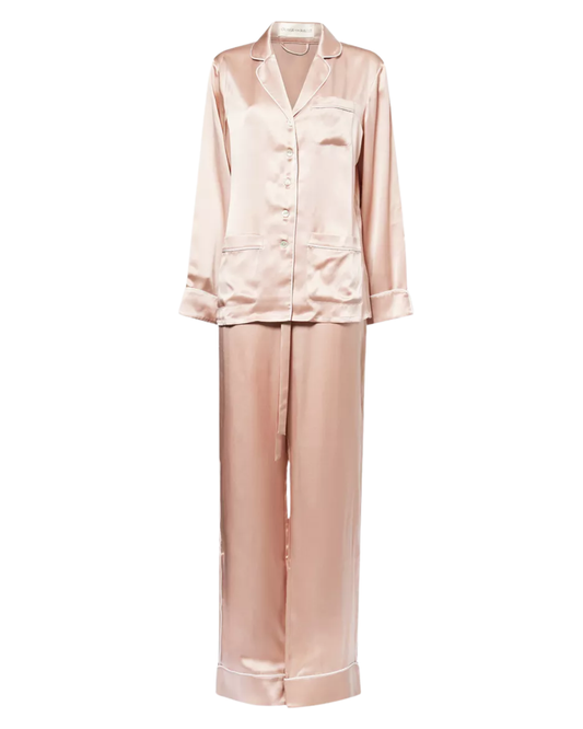 Olivia Von Halle Dusky Pink Silk Pyjama Set