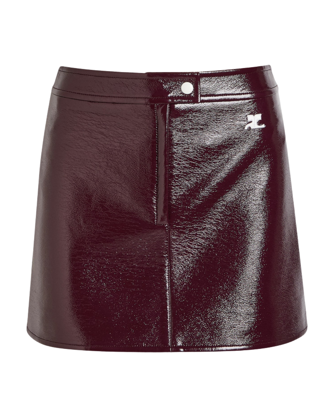 Courreges Reedition Burgundy Vinyl Patent Mini Skirt