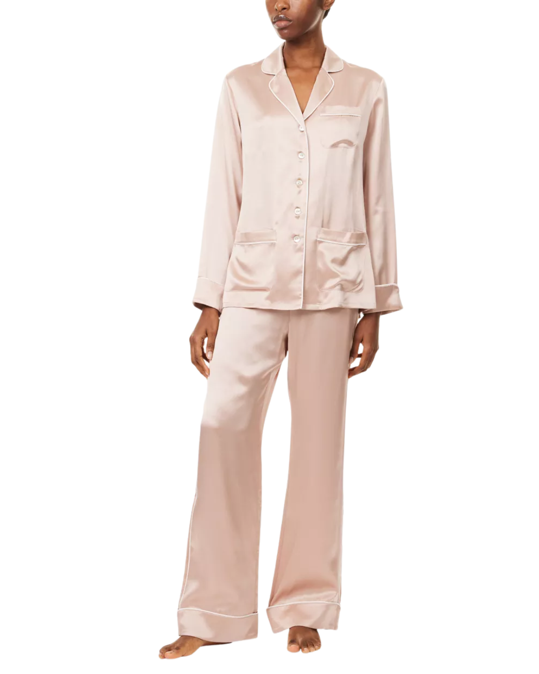Olivia Von Halle Dusky Pink Silk Pyjama Set