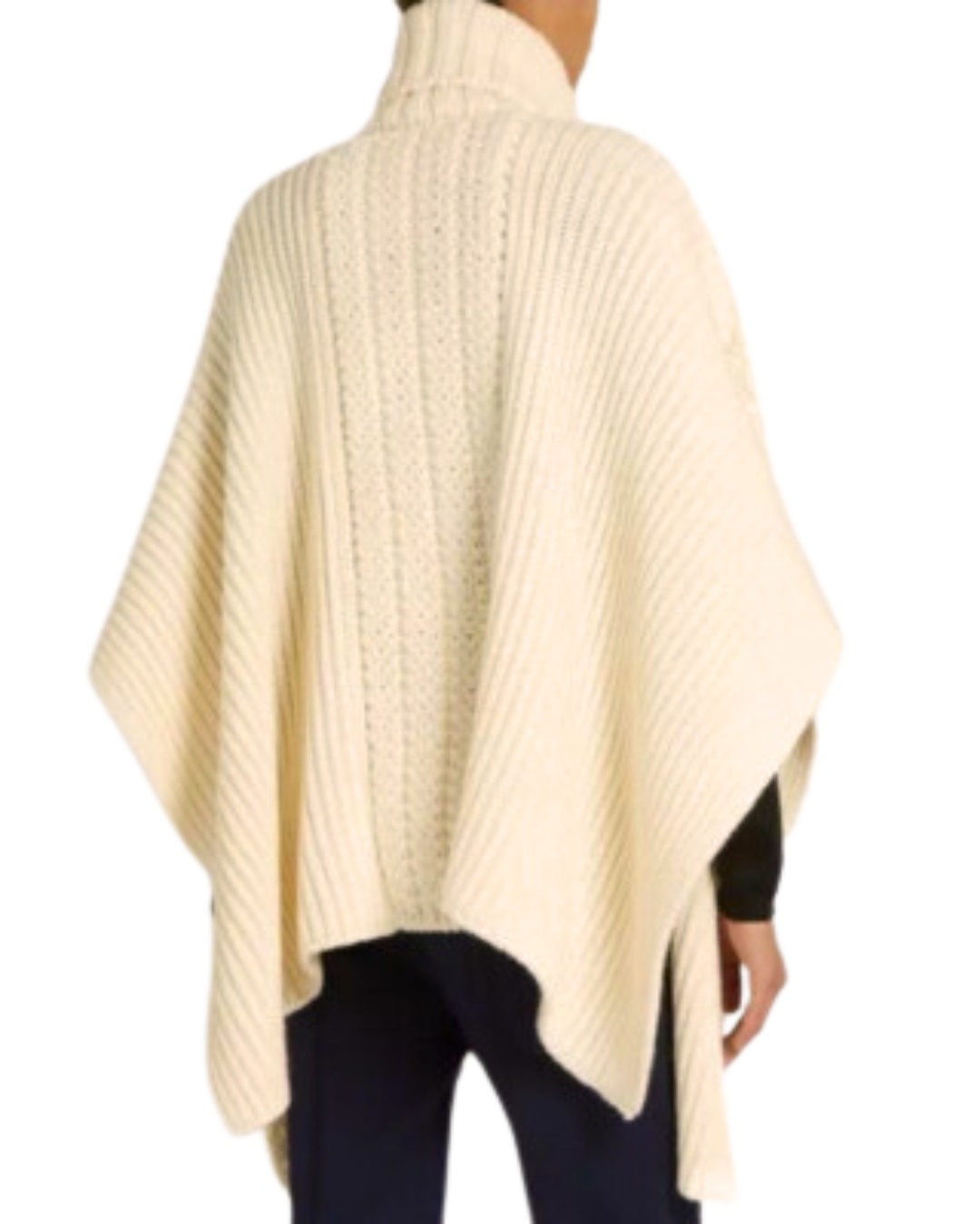 Fendi Ivory Cable Knit Wool Poncho