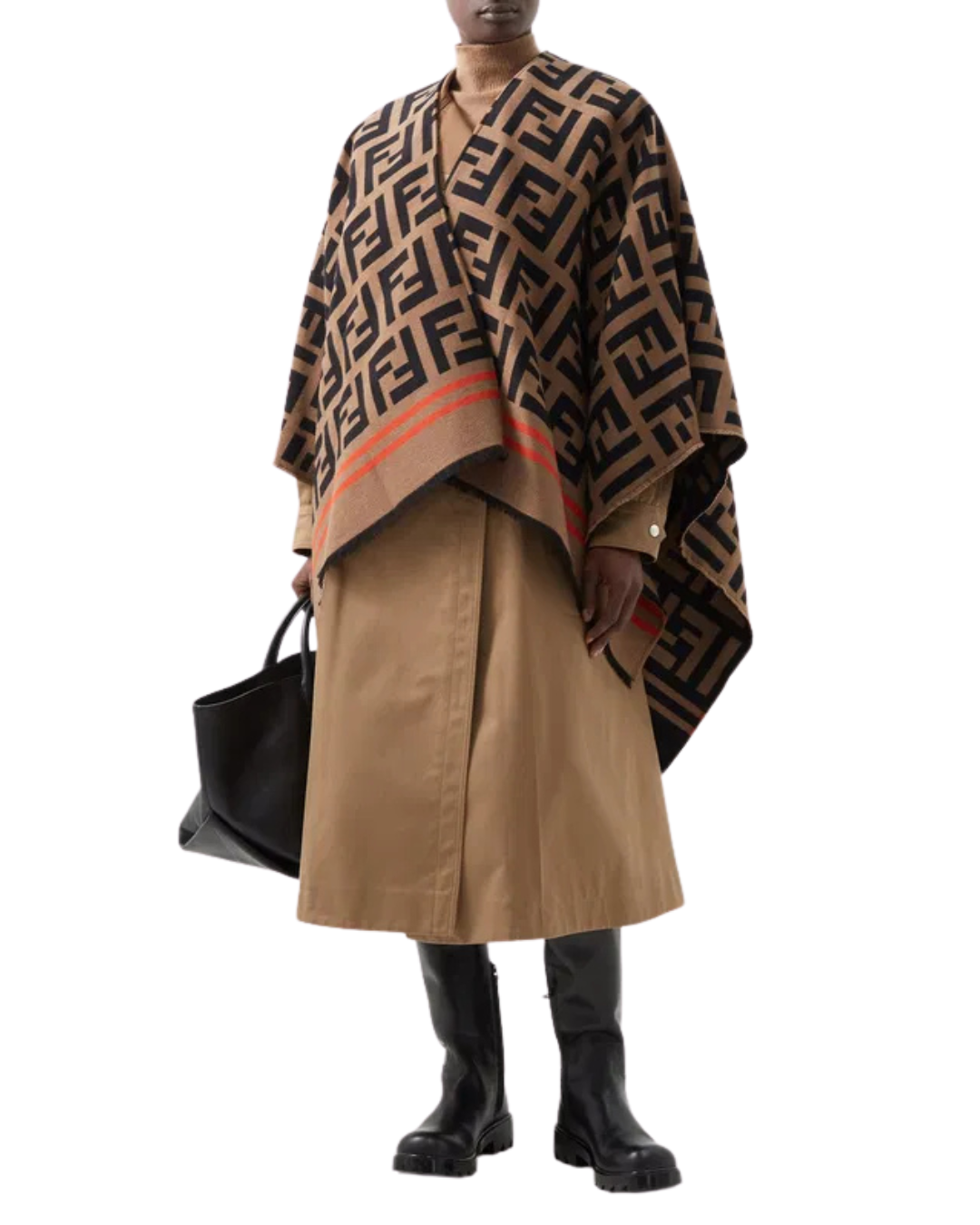 Fendi FF Monogram Logo Wool Shawl