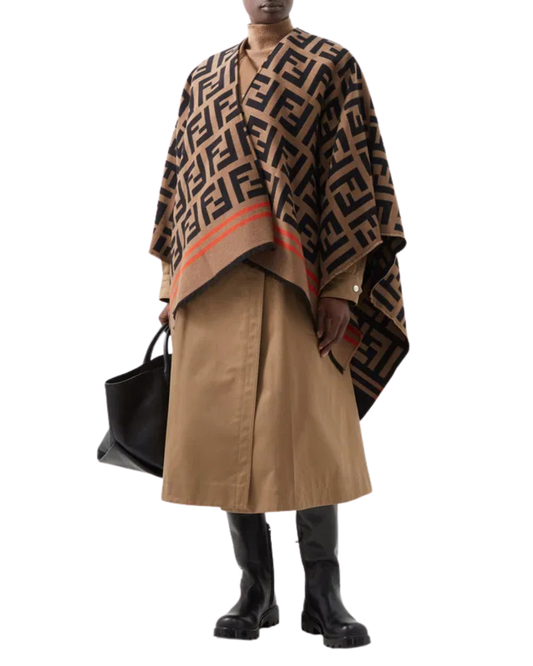 Fendi FF Monogram Logo Wool Shawl