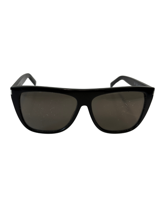 Saint Laurent Black Flat Top Aviator Sunglasses
