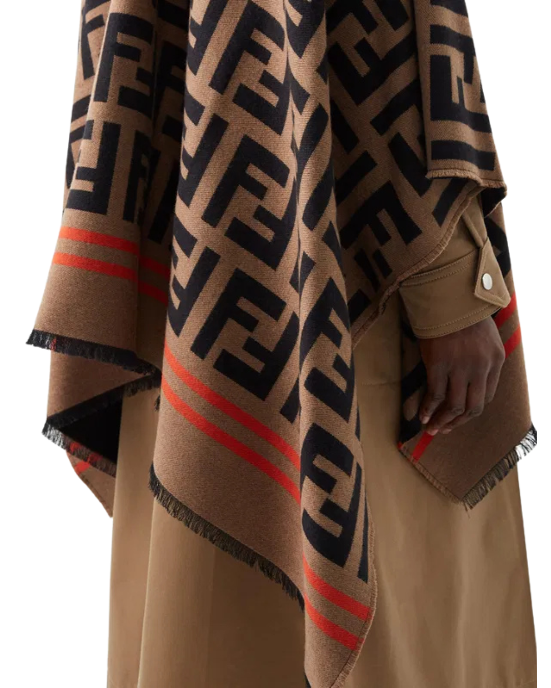 Fendi FF Monogram Logo Wool Shawl