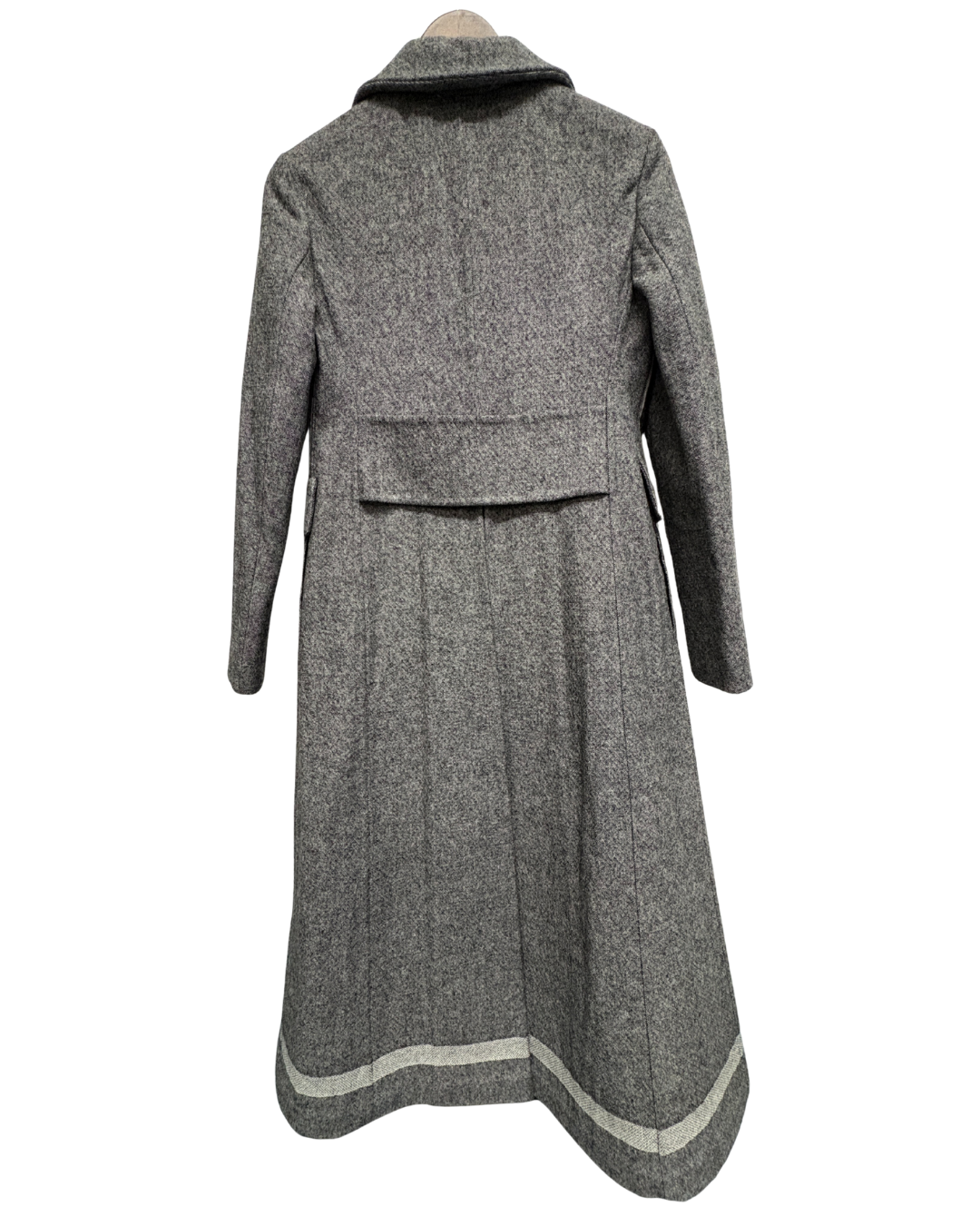 Christian Dior Grey Wool Longline Double-brested Coat With Logo