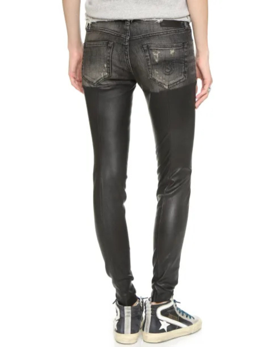 R13 Alison Chaps Leather Patch Skinny Jeans