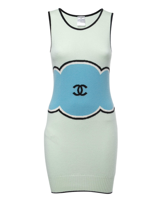 Chanel Green Cashmere Dress With CC Logo