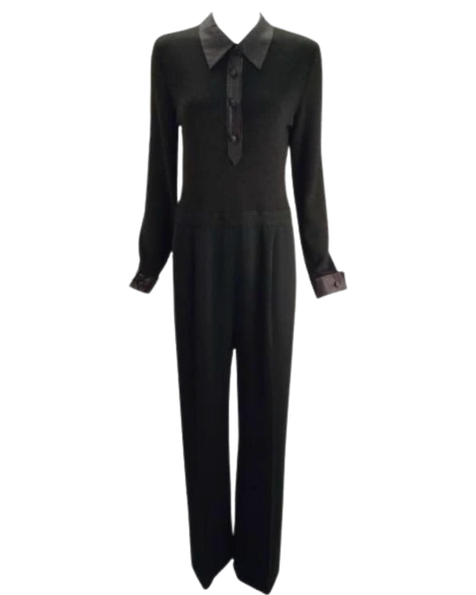 Valentino Miss V Black Wool Jumpsuit