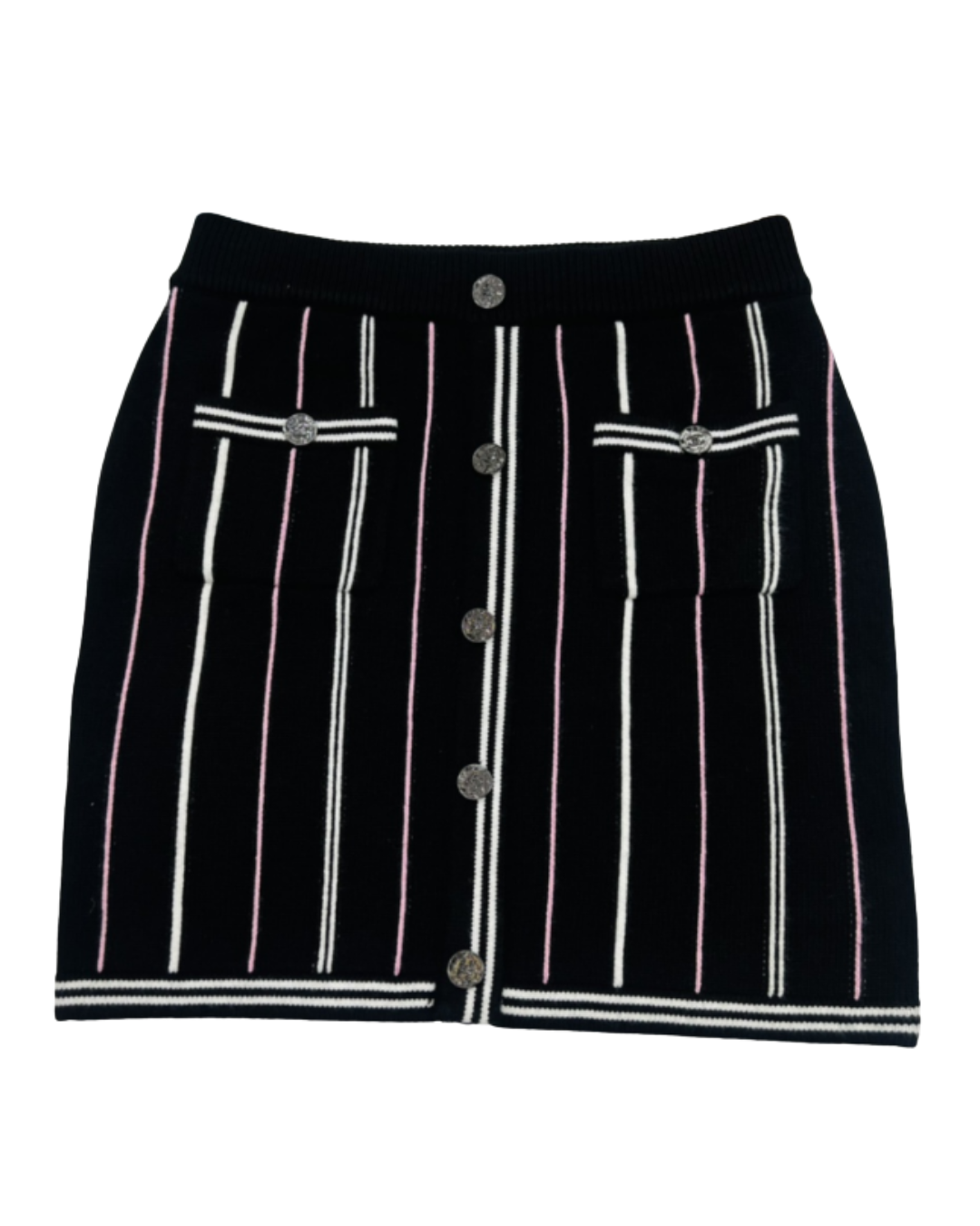 Chanel Cashmere Black Stripe Skirt