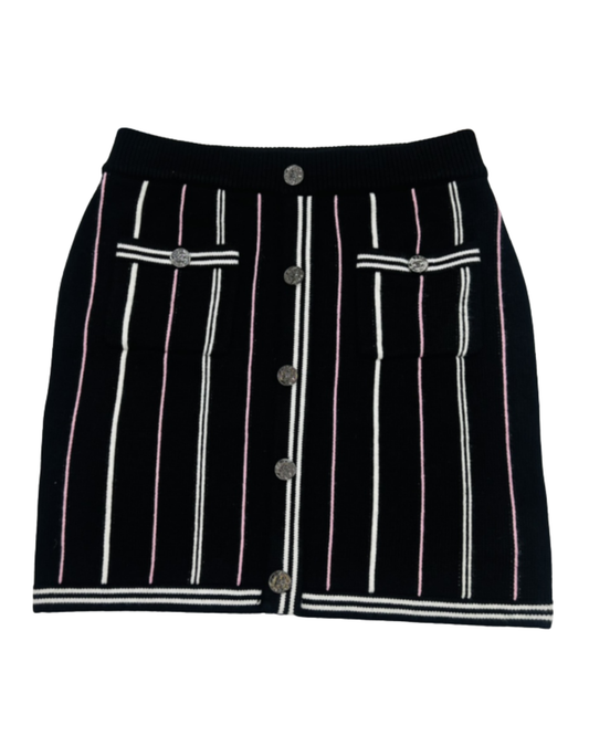 Chanel Cashmere Black Stripe Skirt