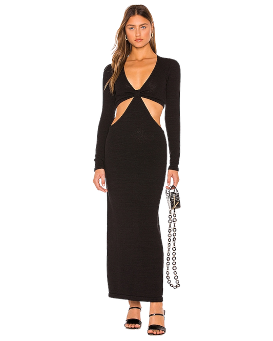 Cult Gaia Black Cut Out Maxi Knit Dress