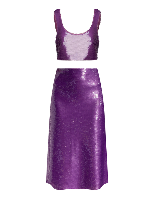 Janashia Purple Sequin Skirt and Top Set