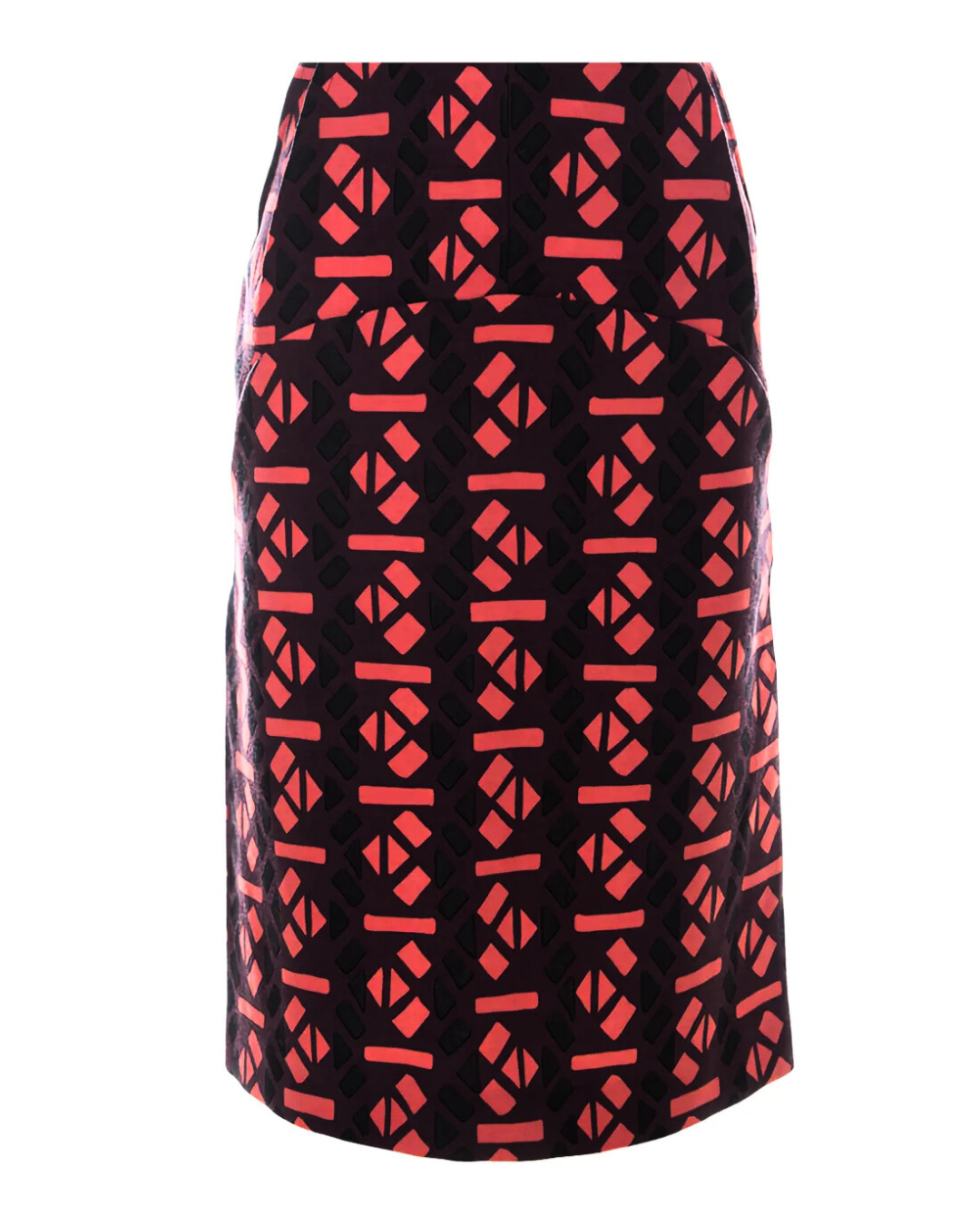 Marni Plum And Coral Geometric Print Skirt