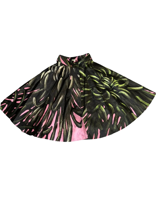 Paule Ka Pink And Green Print Midi skirt