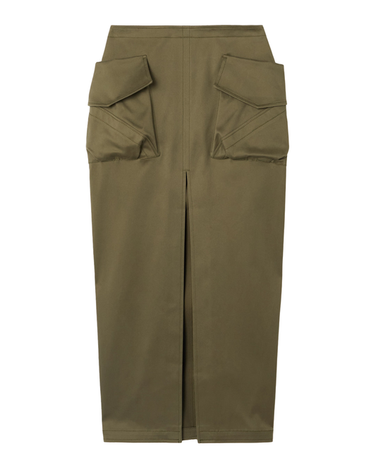 The Attico Khaki Green Centre Split Midi Skirt