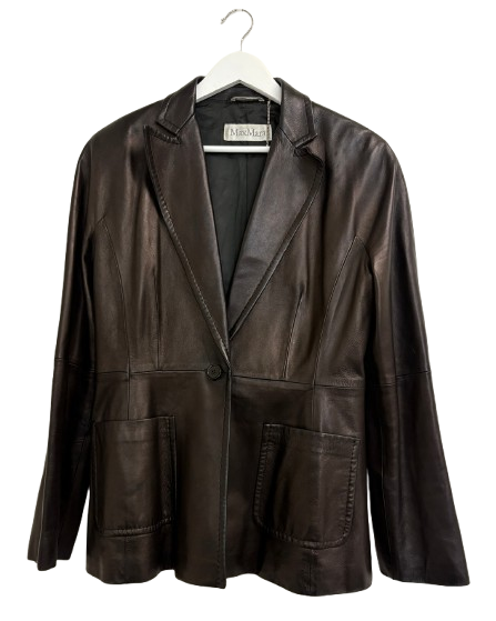 Max Mara Black / Brown Leather Blazer (pre-owned)