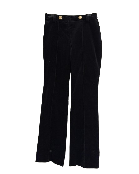 Versace Black Velvet Flare Trousers With Gold Buttons (pre-owned)