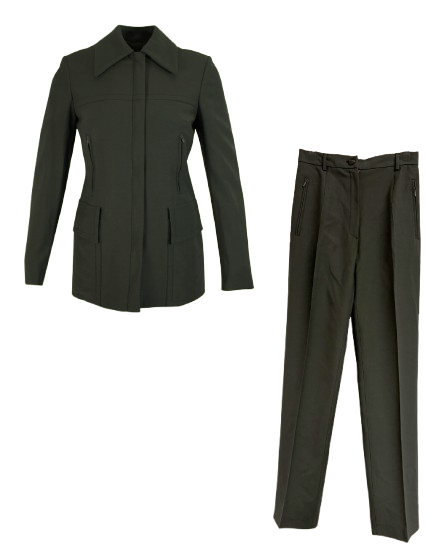 Gucci Khaki Wool Zip Up Jacket And Trousers Suit (pre-owned)