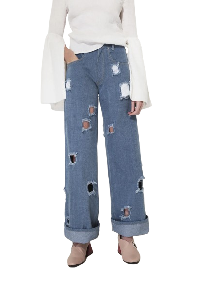 Rejina Pyo Blue Mia Cut Out Wide Leg Jeans (pre-owned)