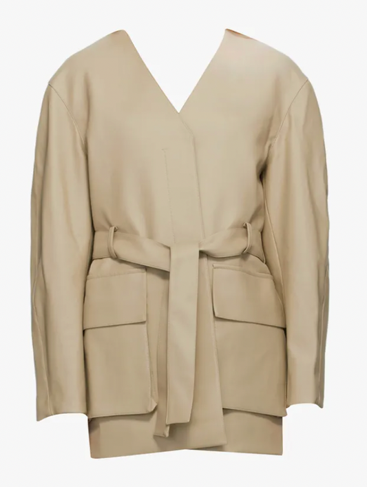 Low Classic Beige No Collar Leather Jacket (pre-owned)