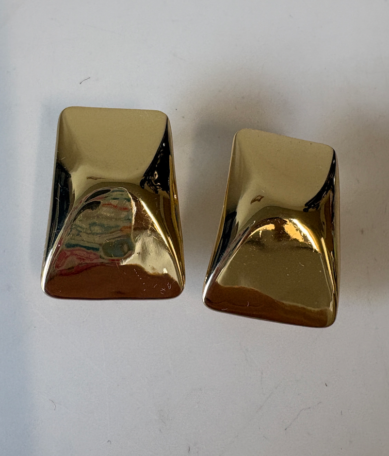Anine Bing Gold Curved Rectangle Earrings