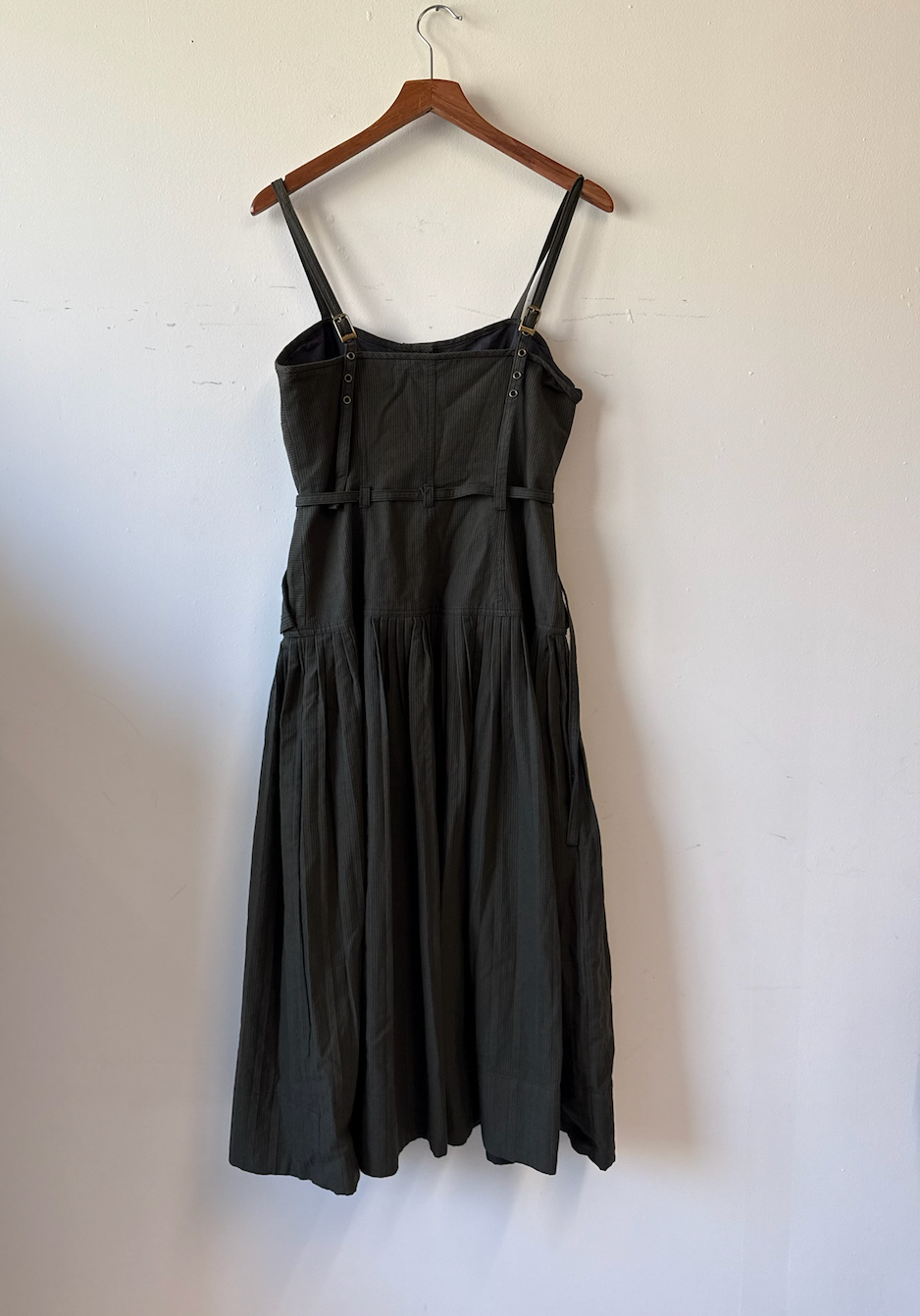 Ulla Johnson Khaki Cleo Pinafore Midi Dress
