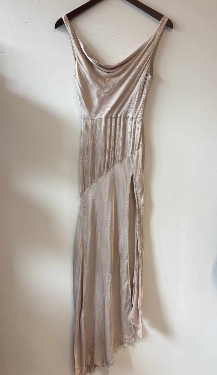 Bec + Bridge Nude Metallic Cowl Neck Dress