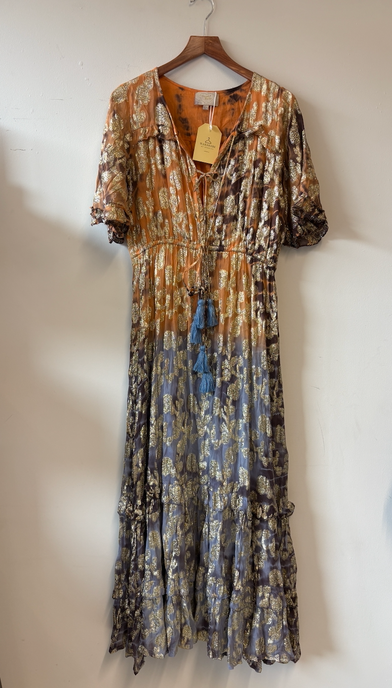 Purple Queen Orange Gold Maxi Dress