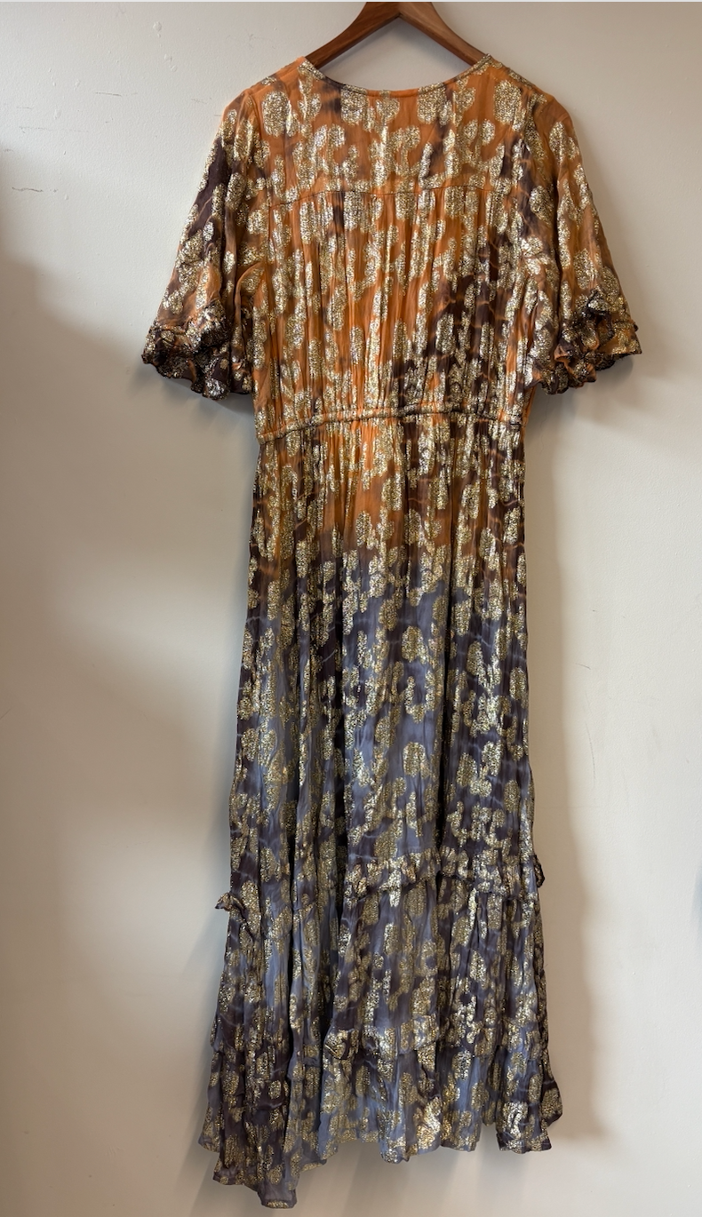 Purple Queen Orange Gold Maxi Dress