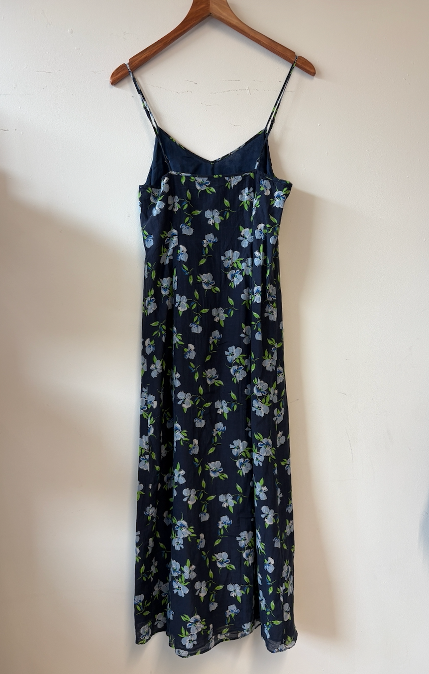 R13 Blue Floral midi tiered dress