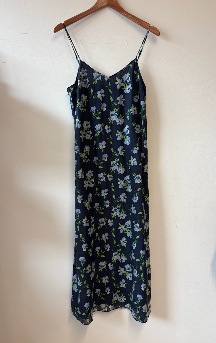 R13 Blue Floral midi tiered dress