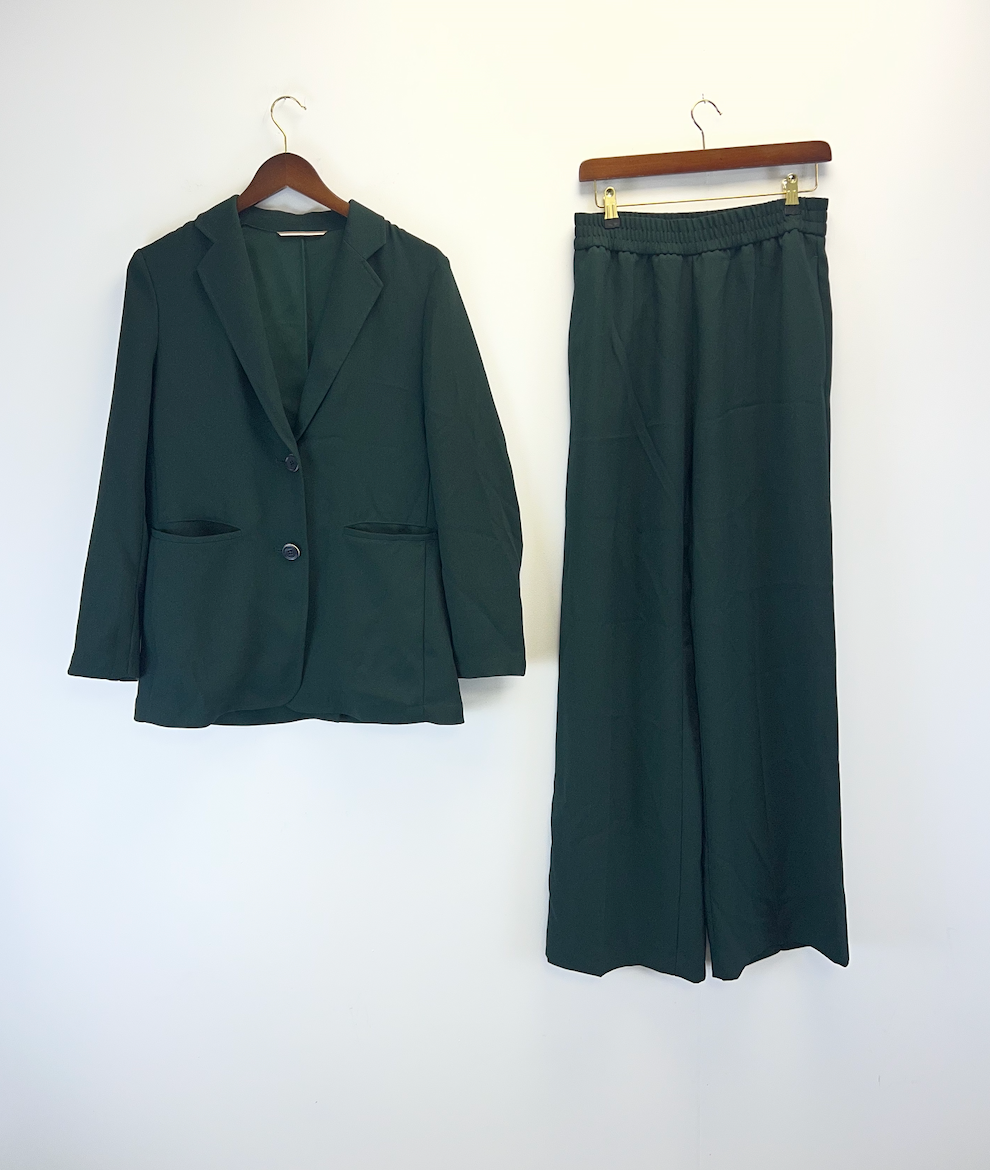Hugo Boss Green Blazer And Trousers Suit