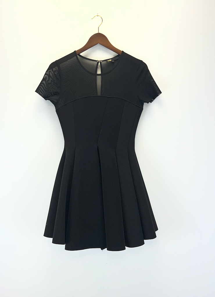 Maje Black Mesh Panel Mini Dress