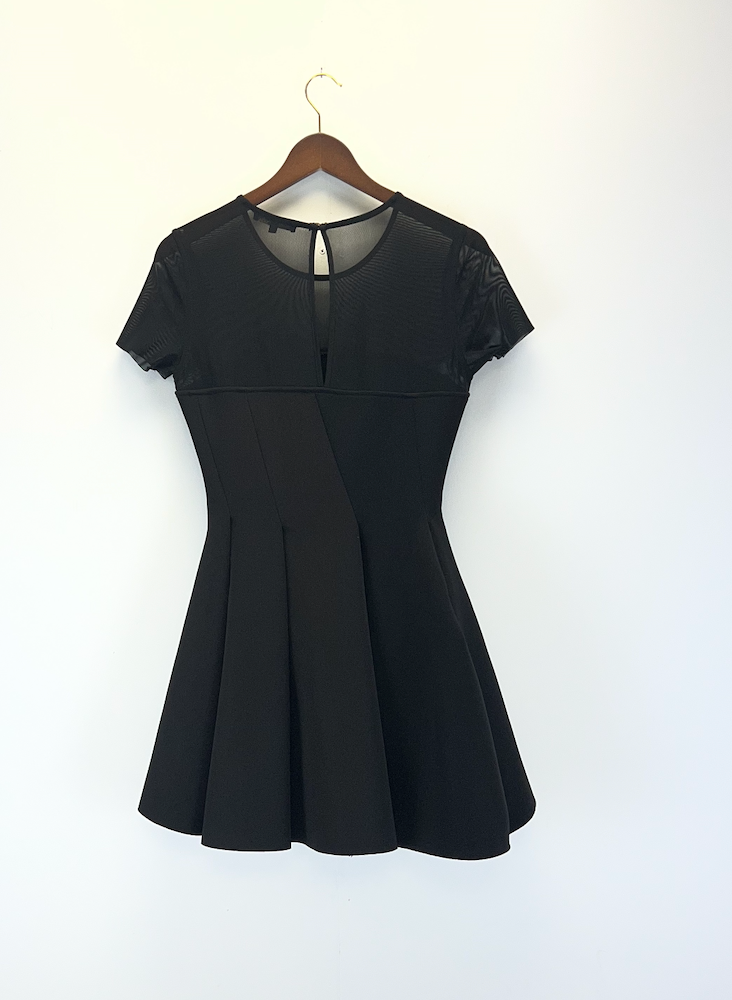 Maje Black Mesh Panel Mini Dress
