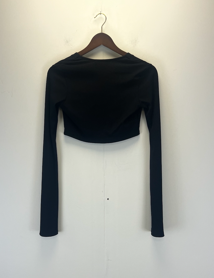 Louisa Ballou Ribbed Cropped Cardigan Top