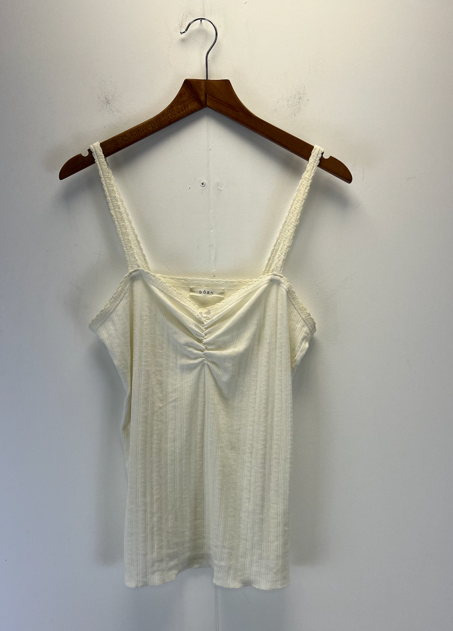 Doen White Ruched Cami Top