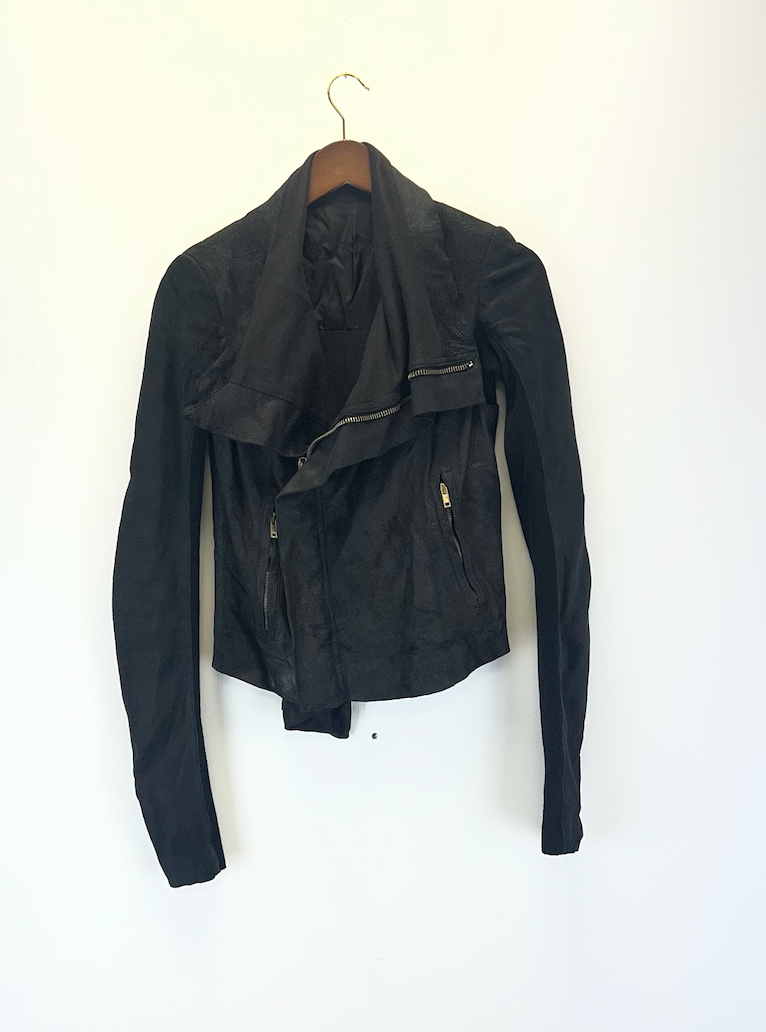Rick Owens Black Leather Biker Jacket