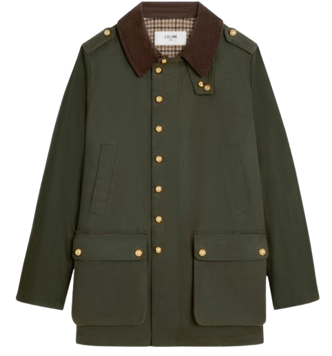 Celine Green Waxed Jacket With Gold Buttons (pre-owned)