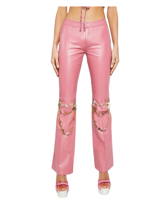 No Dress Pink Leather Trousers