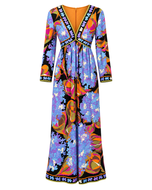 Emilio Pucci Blue/Orange/Purple 1960s Maxi Dress