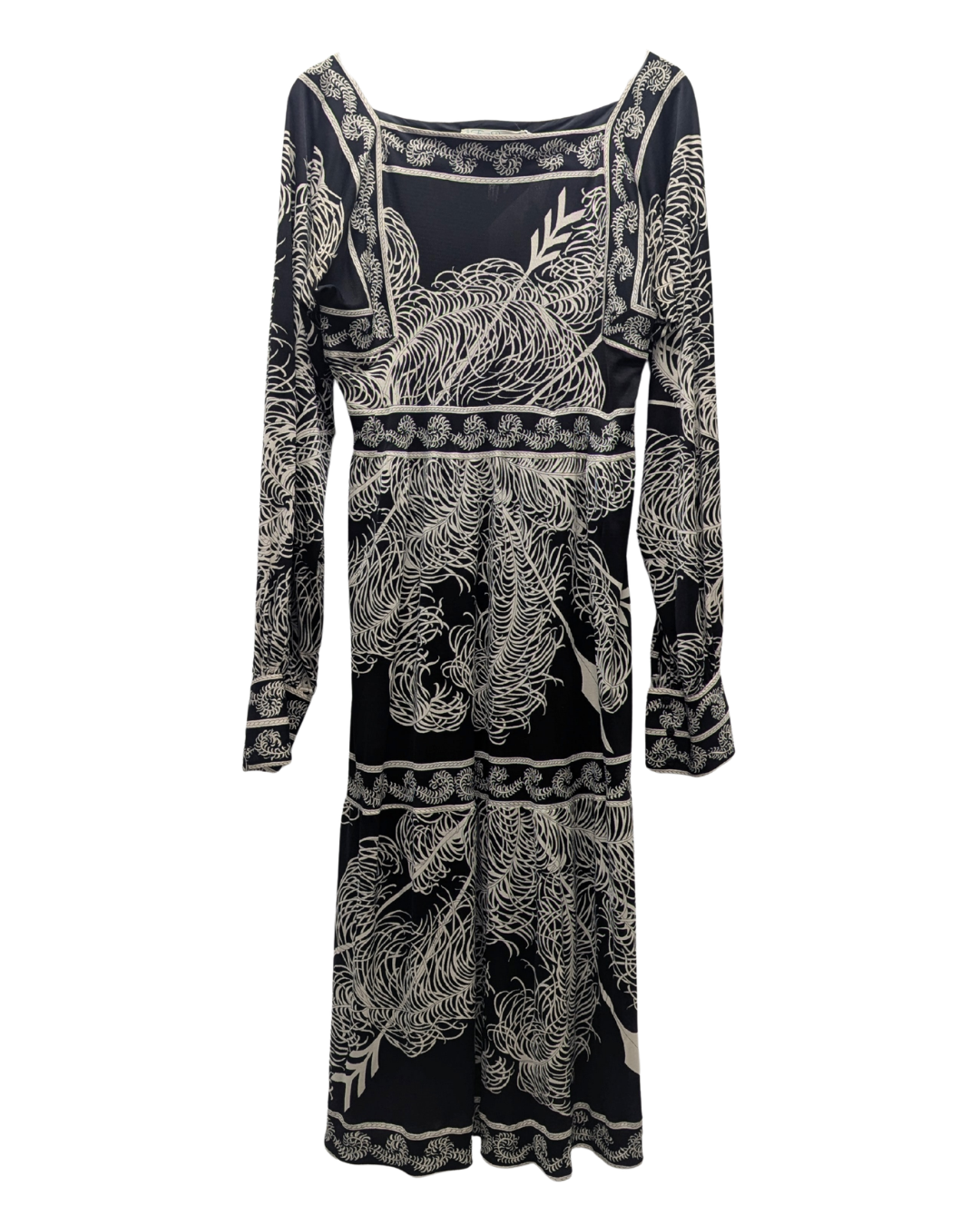 Emilio Pucci Abstract Monochrome 1960's Long Sleeved Midi Dress