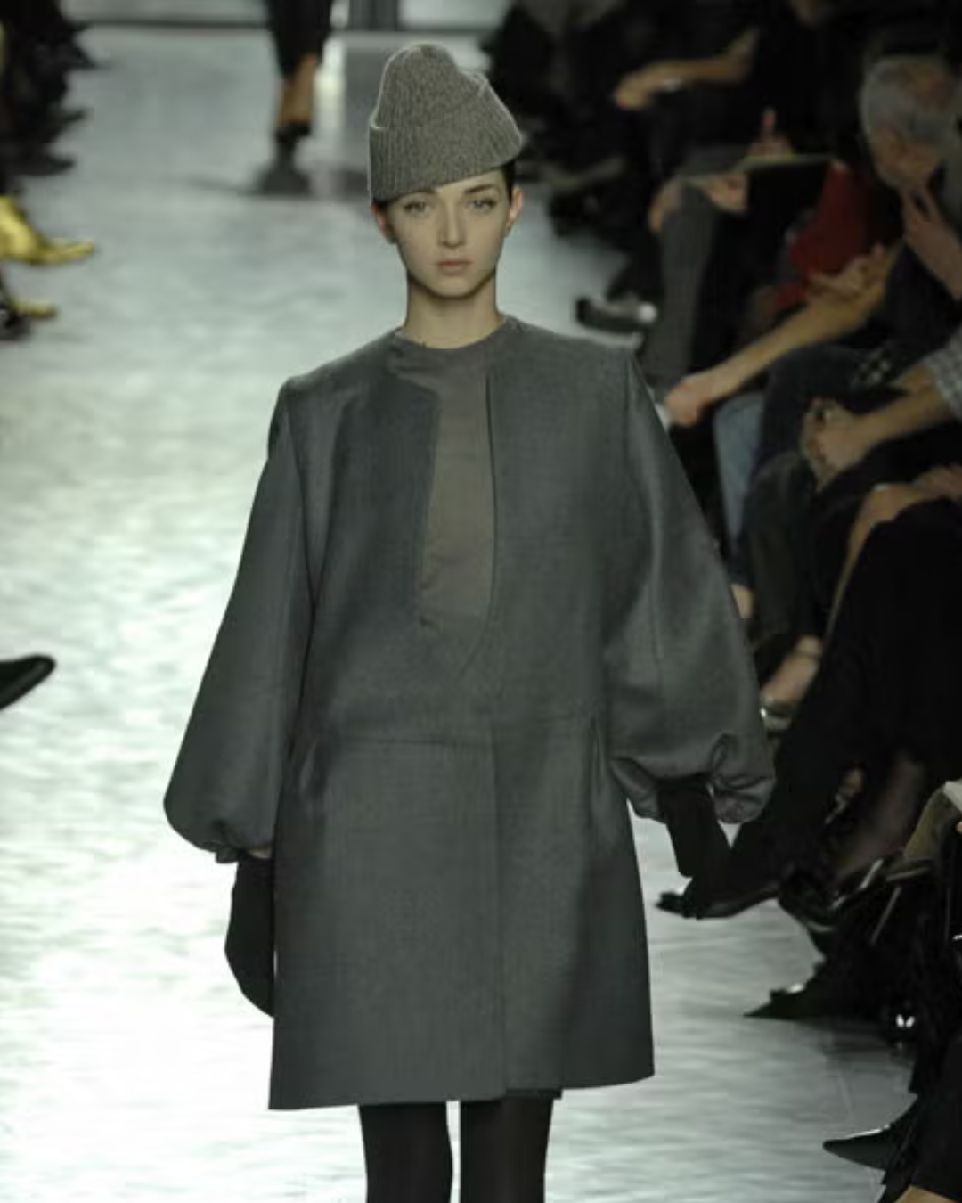 Yves Saint Laurent Grey Wool Cashmere Coat Dress A/W 2007
