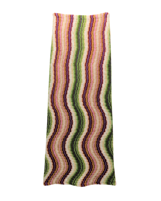 Missoni Green And Pink Knit Maxi Skirt