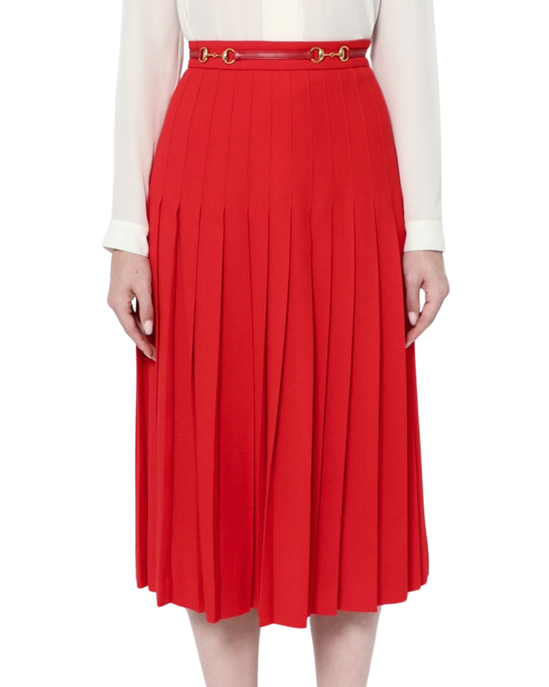 Gucci Red Horsebit Midi Skirt