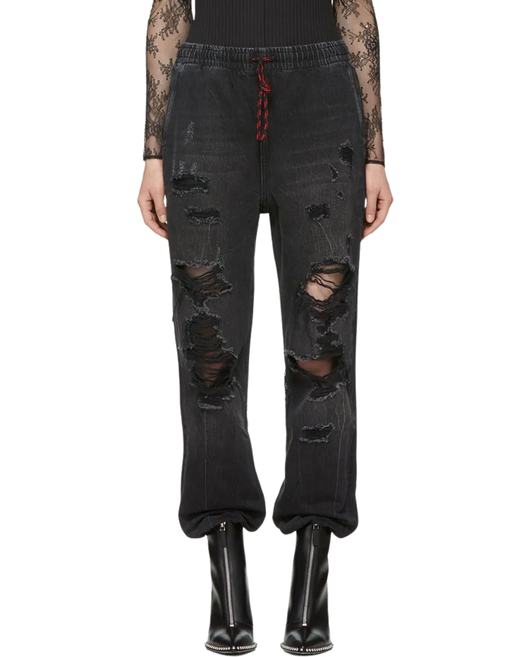 Alexander Wang black distressed jogger jeans