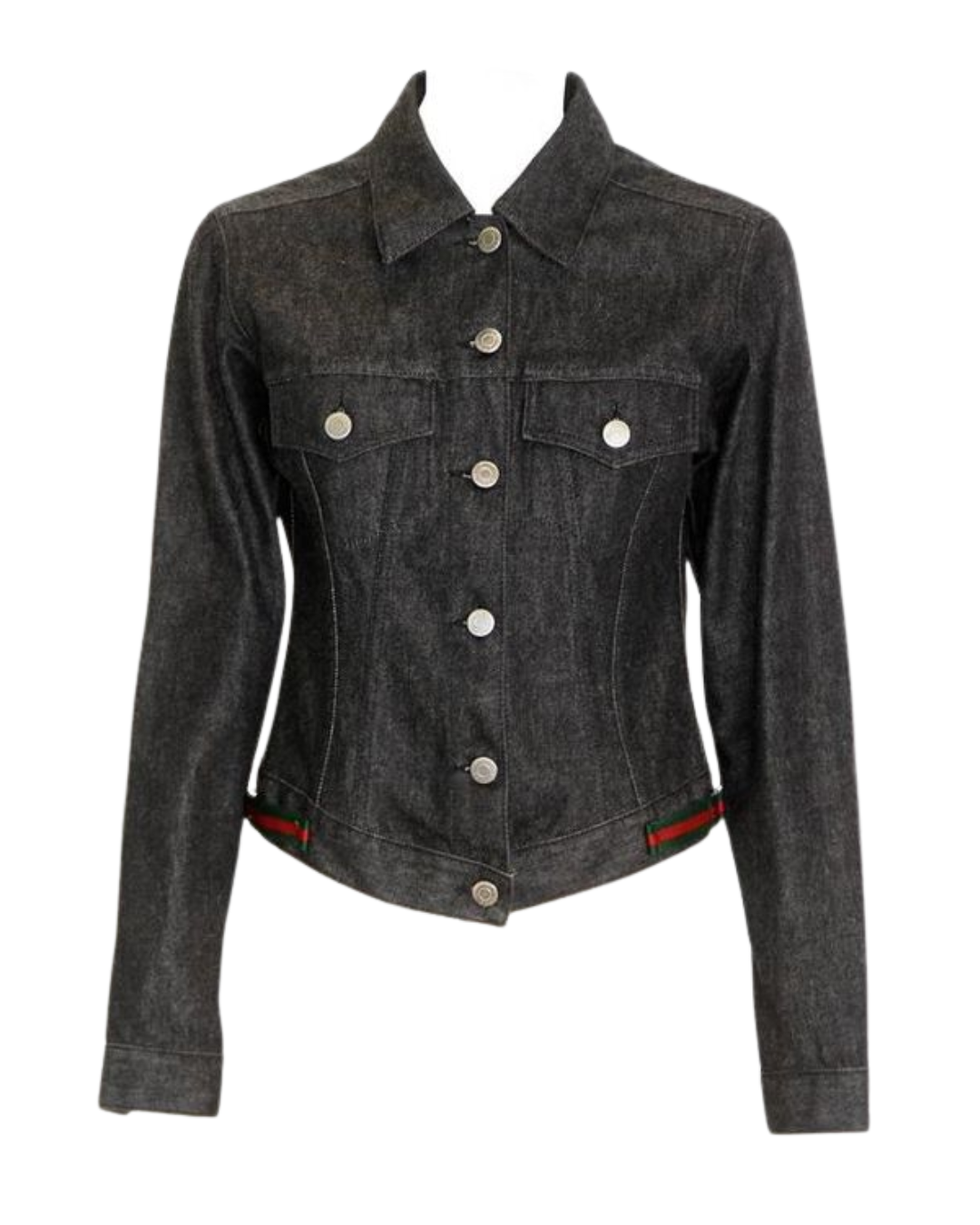 Gucci 1990s Tom Ford Blue Denim Jacket With Web Detailing