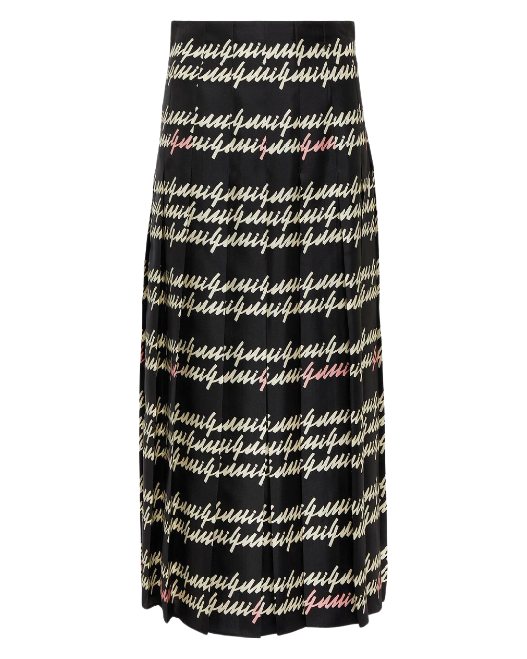 Gucci Black Scribble Logo Silk Maxi Skirt