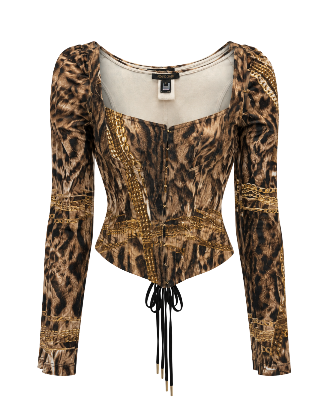 Roberto Cavalli Leopard Print Corset Top