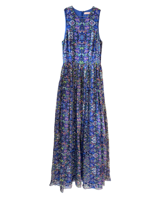 Matthew Williamson Blue Abstract Silk Maxi Dress