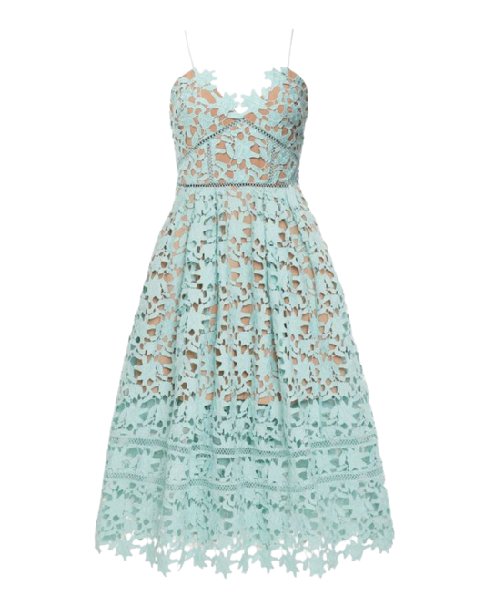 Self-Portrait Mint Green Lace Midi Dress